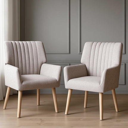 Artiss 2X Armchair Faux Fabric Beige.