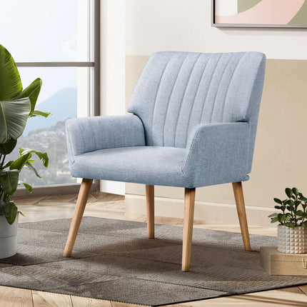 Artiss Armchair Fabric Blue Grey Sebastini.