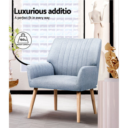 Artiss Armchair Fabric Blue Grey Sebastini.