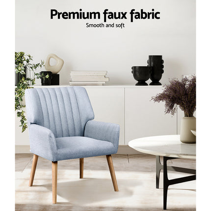 Artiss Armchair Fabric Blue Grey Sebastini.