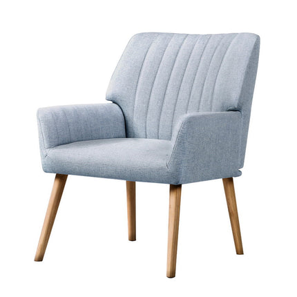 Artiss Armchair Fabric Blue Grey Sebastini.