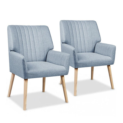 Artiss 2X Armchair Fabric Blue Grey.