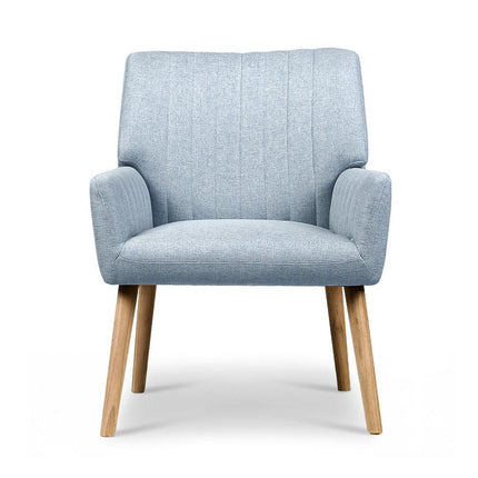 Artiss 2X Armchair Fabric Blue Grey.