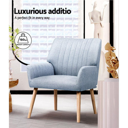 Artiss 2X Armchair Fabric Blue Grey.