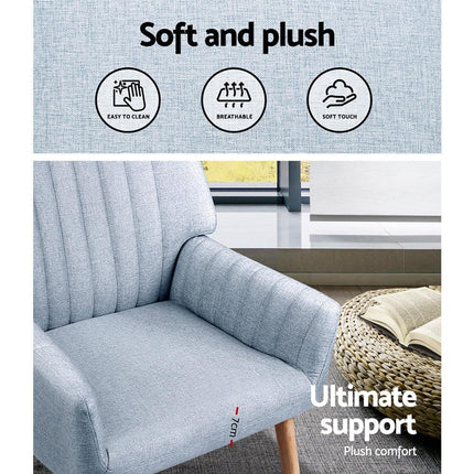 Artiss 2X Armchair Fabric Blue Grey.