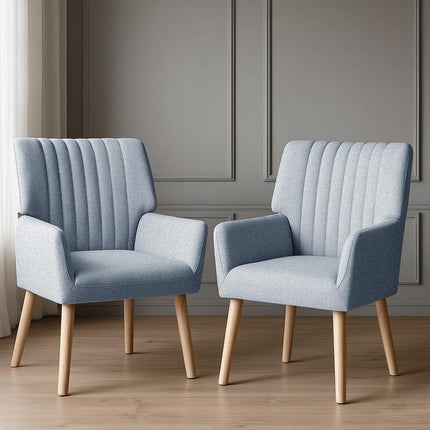 Artiss 2X Armchair Fabric Blue Grey.