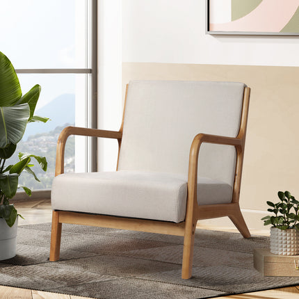 Artiss Armchair Fabric Beige Olive.