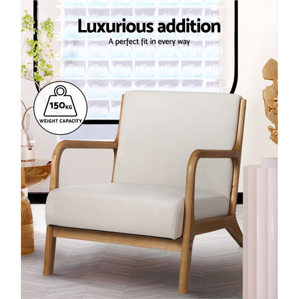 Artiss Armchair Fabric Beige Olive.