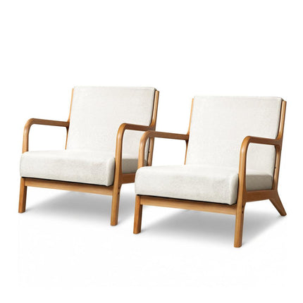 Artiss 2X Armchair Faux Fabric Beige.