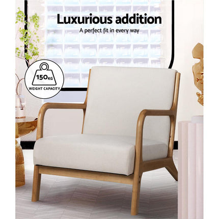 Artiss 2X Armchair Faux Fabric Beige.