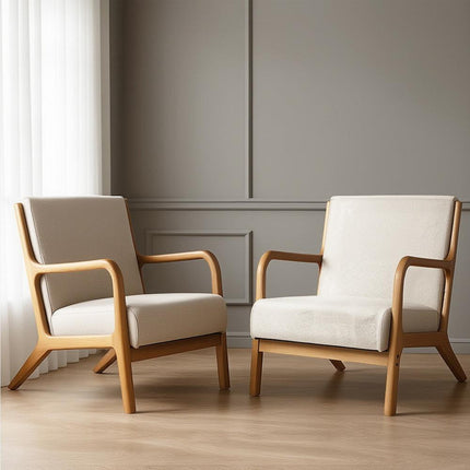 Artiss 2X Armchair Faux Fabric Beige.