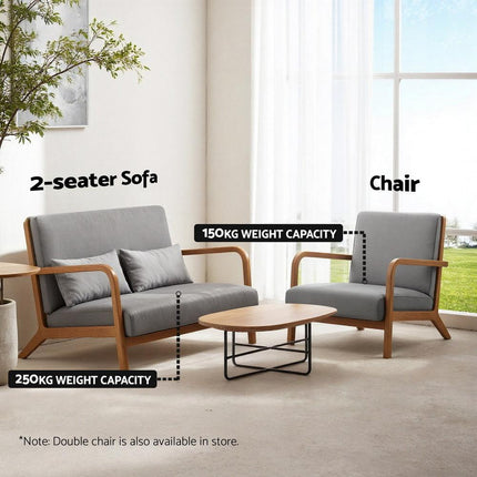 Artiss Armchair Fabric Light Grey.