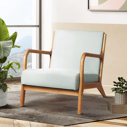 Artiss Armchair Fabric Grey Olive.