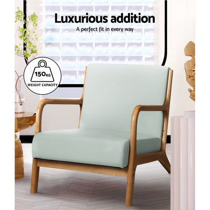 Artiss Armchair Fabric Grey Olive.