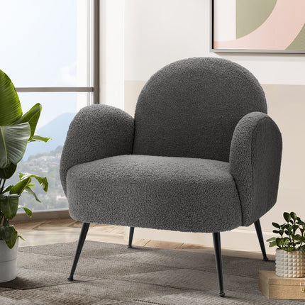Artiss Armchair Boucle Charcoal Hanes.