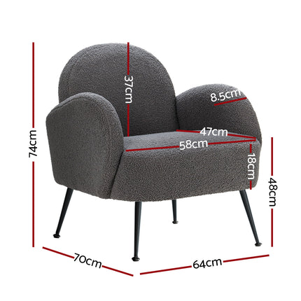Artiss Armchair Boucle Charcoal Hanes.