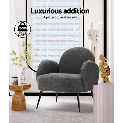 Artiss Armchair Boucle Charcoal Hanes.