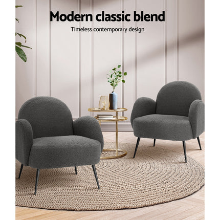 Artiss Armchair Boucle Charcoal Hanes.