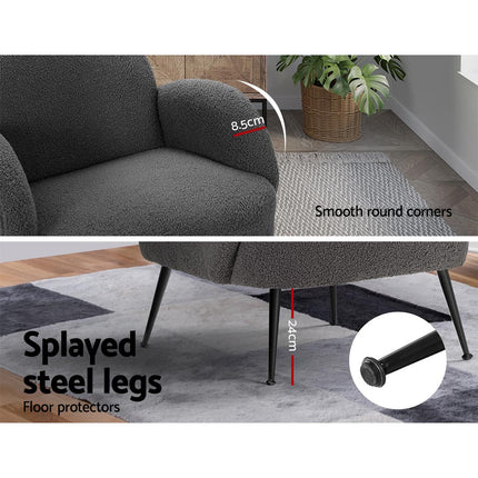 Artiss Armchair Boucle Charcoal Hanes.