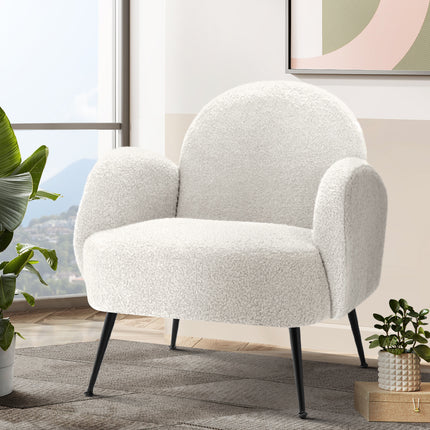 Artiss Armchair Boucle White Hanes.