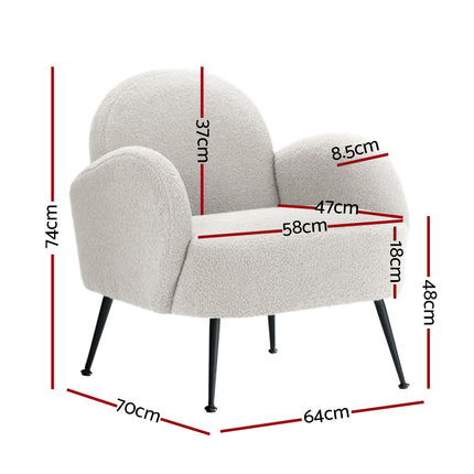 Artiss Armchair Boucle White Hanes.