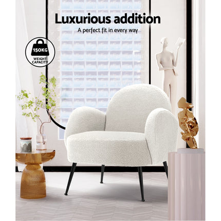 Artiss Armchair Boucle White Hanes.