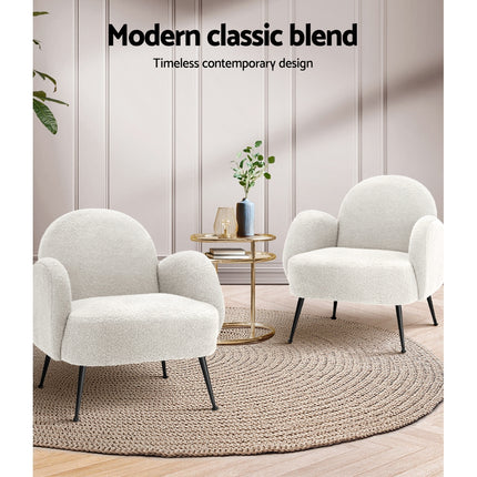 Artiss Armchair Boucle White Hanes.