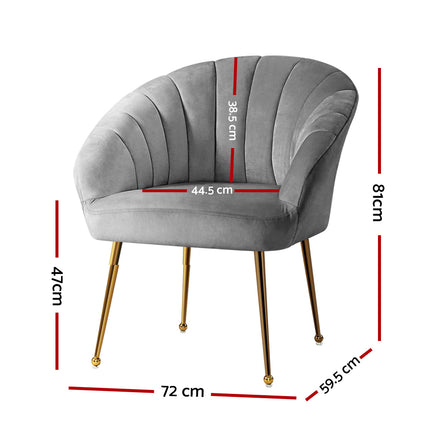 Artiss Armchair Velvet Grey Eloise.