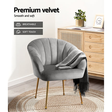 Artiss Armchair Velvet Grey Eloise.