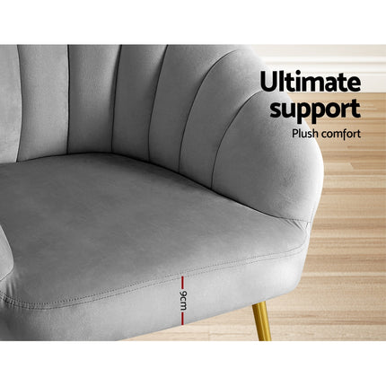 Artiss Armchair Velvet Grey Eloise.