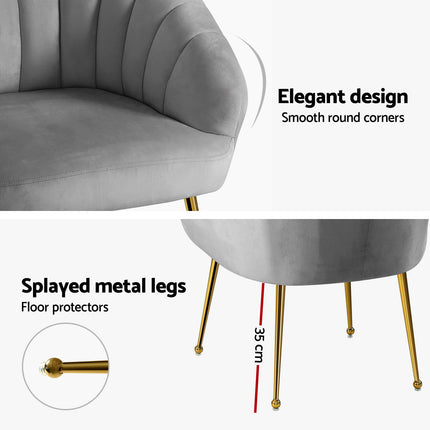 Artiss Armchair Velvet Grey Eloise.