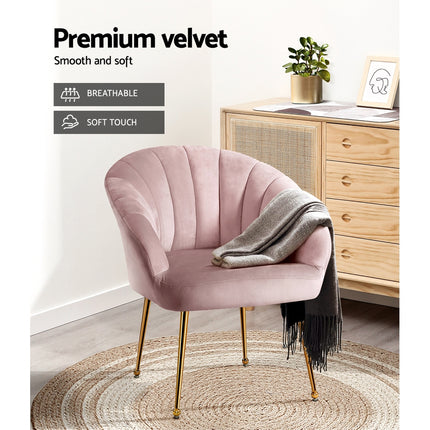 Artiss Armchair Velvet Pink Eloise.