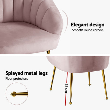 Artiss Armchair Velvet Pink Eloise.