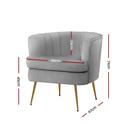 Artiss Armchair Velvet Blue Norvia.