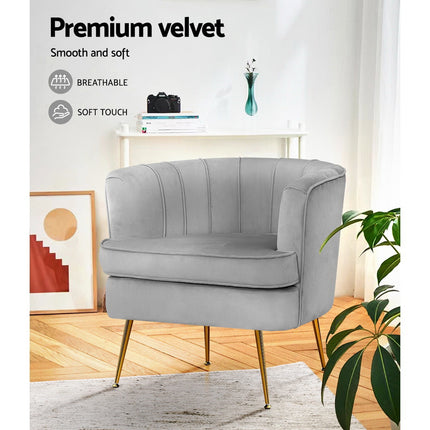 Artiss Armchair Velvet Blue Norvia.