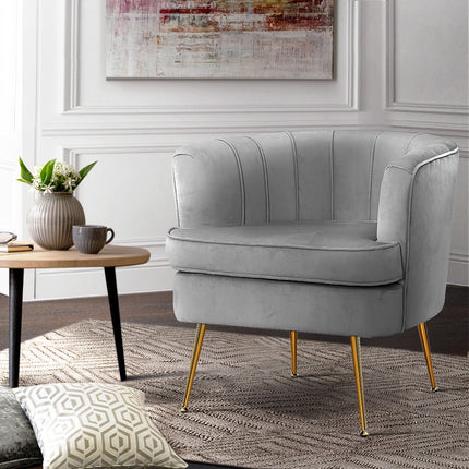 Artiss Armchair Velvet Blue Norvia.