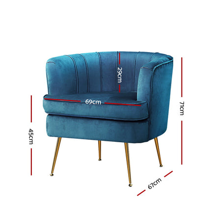 Artiss Armchair Velvet Blue Norvia.