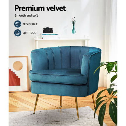 Artiss Armchair Velvet Blue Norvia.