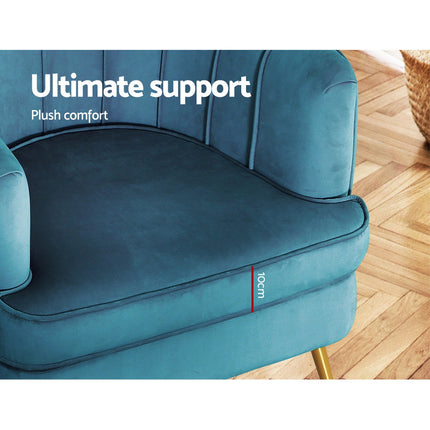 Artiss Armchair Velvet Blue Norvia.