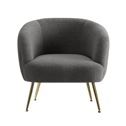 Artiss Armchair Lounge Chair Accent Chairs Arm Armchairs Sherpa Boucle Charcoal.