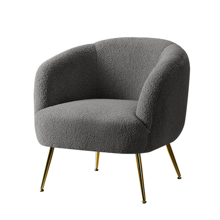 Artiss Armchair Lounge Chair Accent Chairs Arm Armchairs Sherpa Boucle Charcoal.
