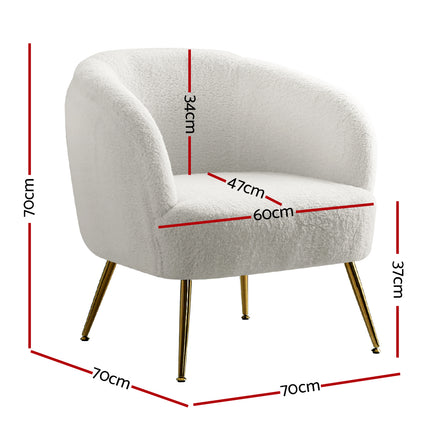 Artiss Armchair Lounge Chair Accent Chairs Armchairs Sherpa Boucle Sofa White.