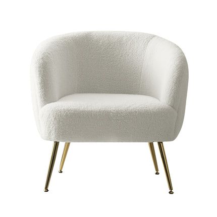 Artiss Armchair Lounge Chair Accent Chairs Armchairs Sherpa Boucle Sofa White.