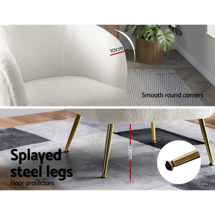 Artiss Armchair Lounge Chair Accent Chairs Armchairs Sherpa Boucle Sofa White.