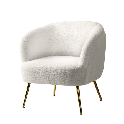 Artiss Armchair Lounge Chair Accent Chairs Armchairs Sherpa Boucle Sofa White.