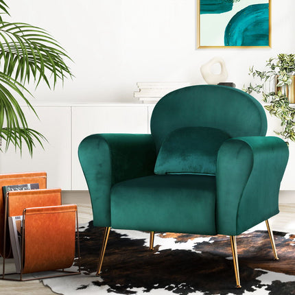 Artiss Armchair Green Velvet Caroline.