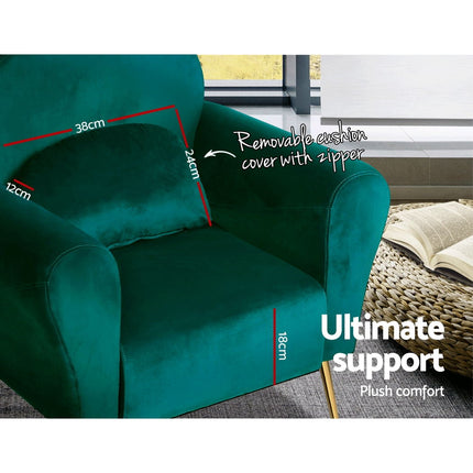 Artiss Armchair Green Velvet Caroline.
