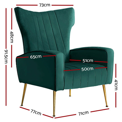 Artiss Armchair Green Velvet Kate.