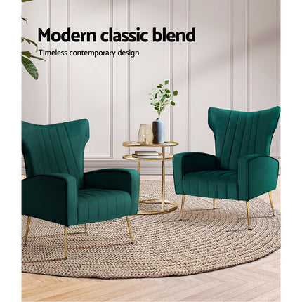 Artiss Armchair Green Velvet Kate.