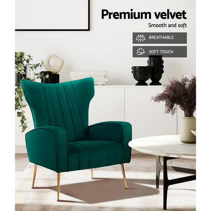 Artiss Armchair Green Velvet Kate.